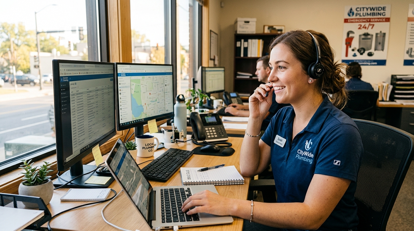 Friendly Alpharetta customer service dispatch coordinator answering calls for 24/7 water heater repair